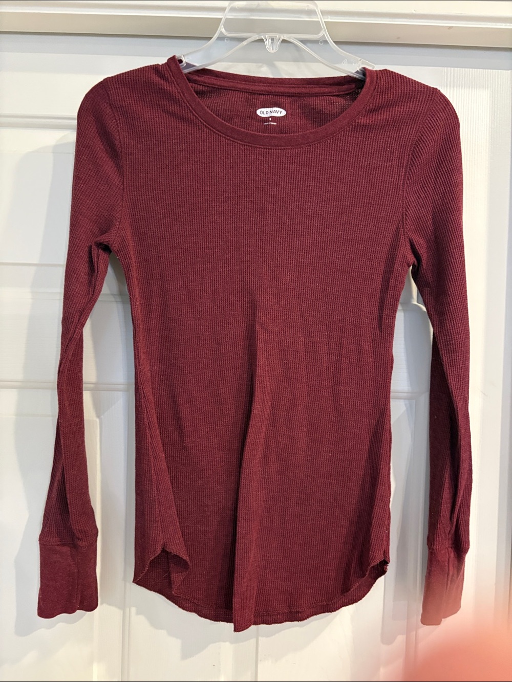 Old Navy Women's Long Sleeve Waffle Knit Top - Wine